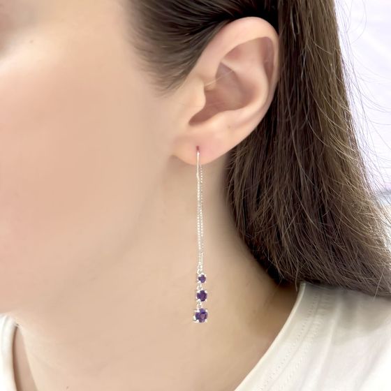 Серебряные серьги с аметистом 1.783ct