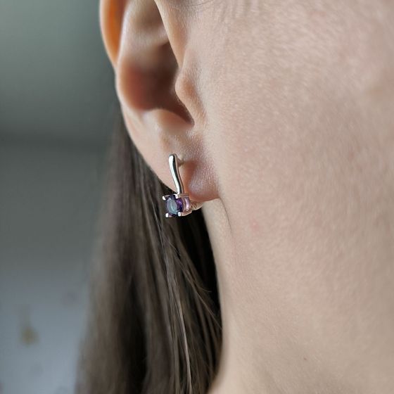 Серебряные серьги с аметистом 0.95ct