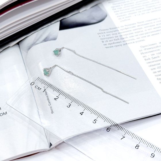 Серебряные серьги с изумрудом 0.497ct