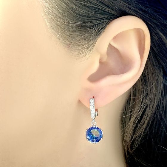Серебряные серьги с мистик топазом 4.475ct