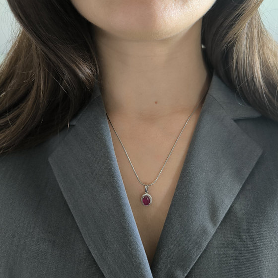 Серебряная подвеска с рубином 1.729ct, фианитами