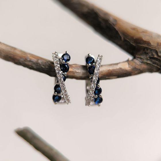 Серебряные серьги с сапфиром nano 1.12ct