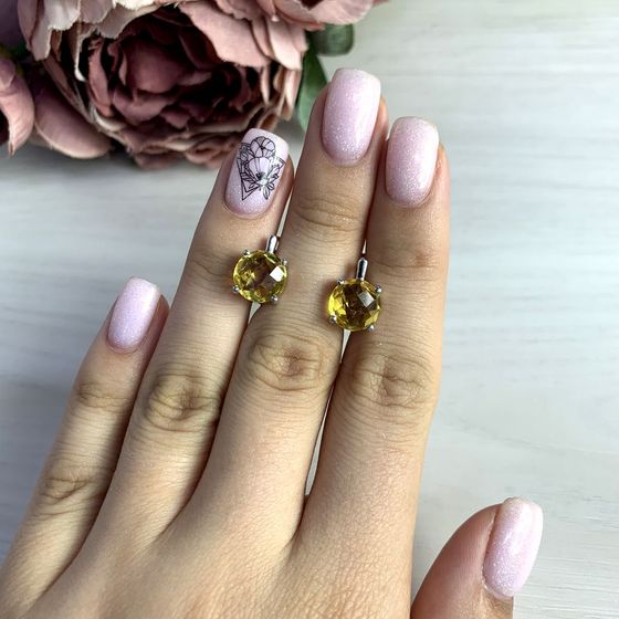 Серебряные серьги с цитрином nano