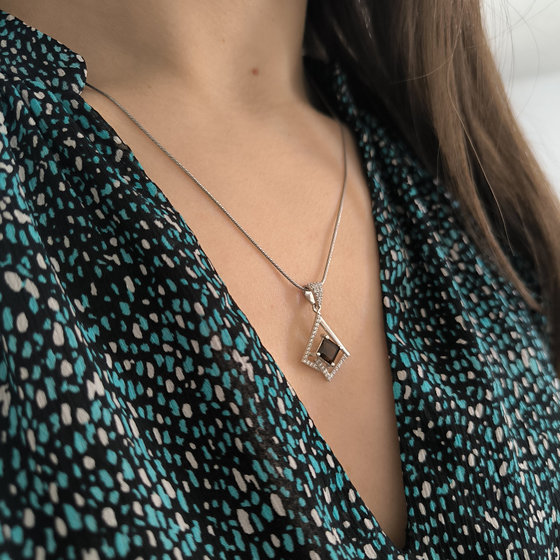 Серебряная подвеска с раухтопазом (дымчатым кварцем) 1.526ct