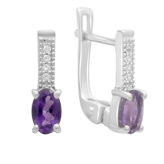 Серебряные серьги с аметистом 0.838ct