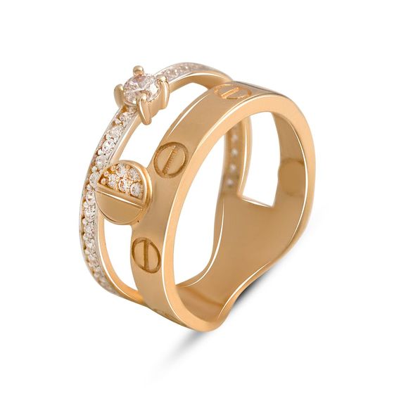 Золотое кольцо с фианитами 0.55ct