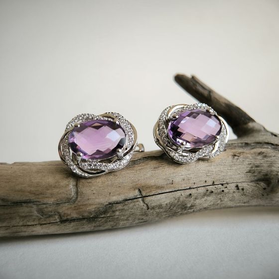 Серебряные серьги с аметистом 10.688ct