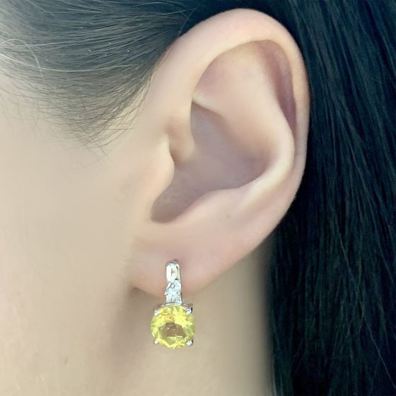 Серебряные серьги с цитрином nano 3.575ct, фианитами