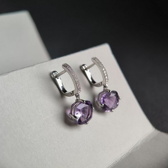 Серебряные серьги с аметистом 7.85ct