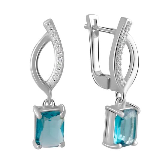 Серебряные серьги с топазом Лондон Блю 2.975ct