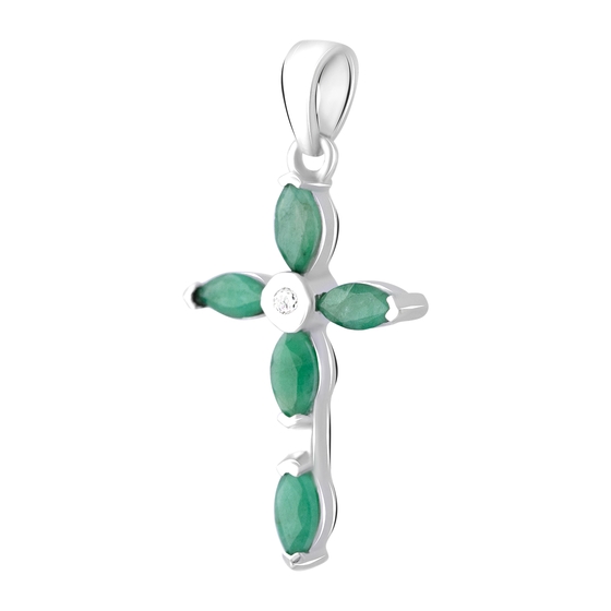 Серебряный крестик с изумрудом 1.148ct
