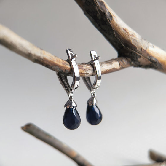 Серебряные серьги с сапфиром nano 6.84ct