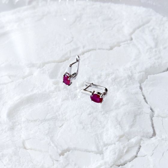 Серебряные серьги с рубином 2.04ct