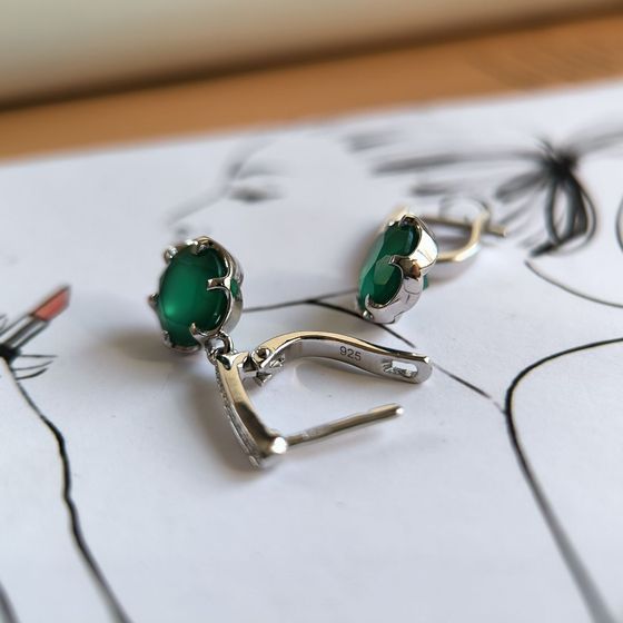 Серебряные серьги с агатом 4.929ct