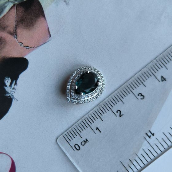 Серебряная подвеска с топазом Лондон Блю 2.243ct, фианитами