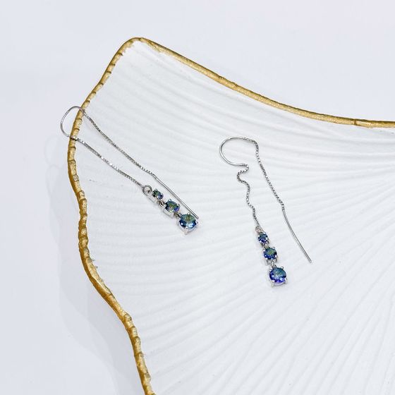 Серебряные серьги с мистик топазом 1.413ct