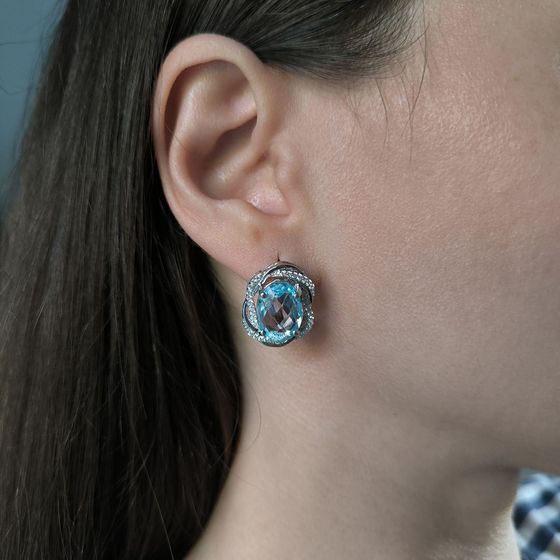 Серебряные серьги с топазом 13.403ct