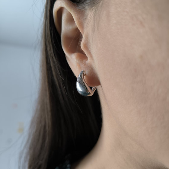 Серебряные серьги с фианитами 0.28ct