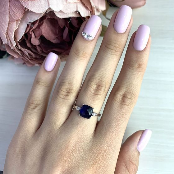 Серебряное кольцо с сапфиром nano 2.007ct