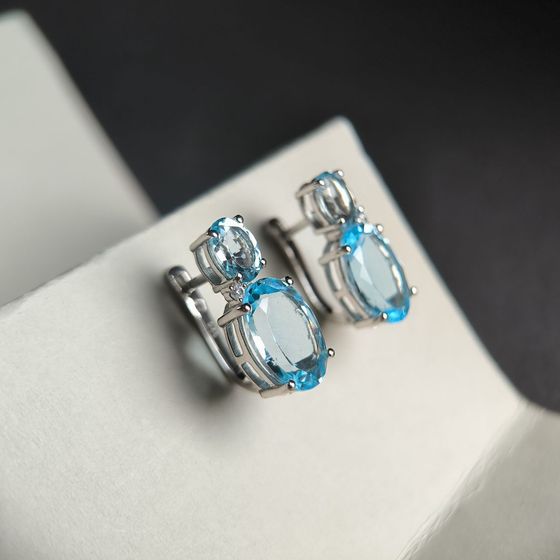 Серебряные серьги с топазом 16.811ct