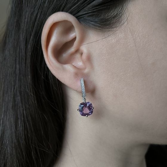 Серебряные серьги с аметистом 7.85ct