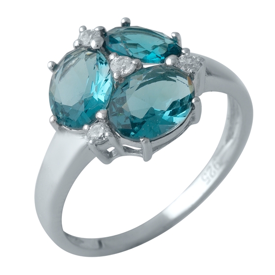 Серебряное кольцо с топазом Лондон Блю 2.473ct