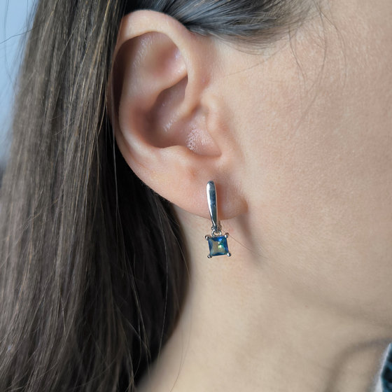 Серебряные серьги с мистик топазом 1ct