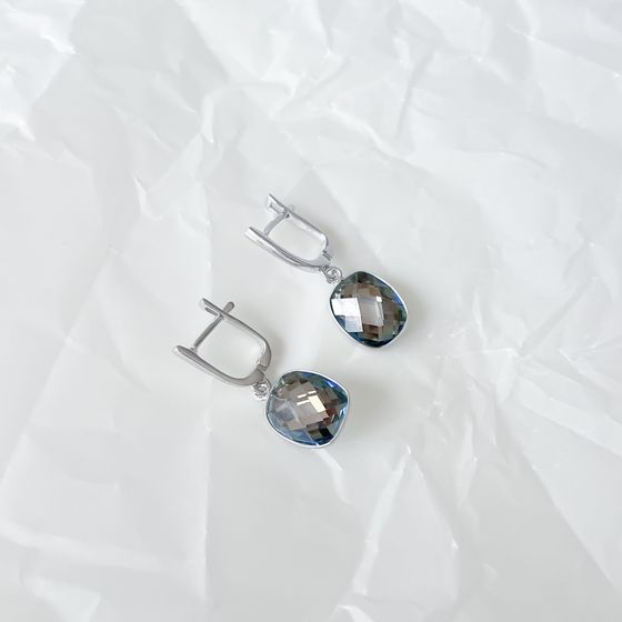 Серебряные серьги с мистик топазом 7.363ct