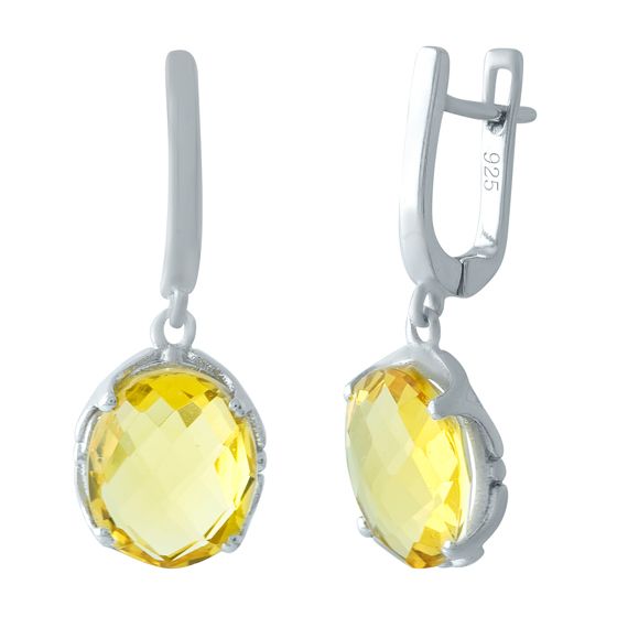 Серебряные серьги с цитрином nano