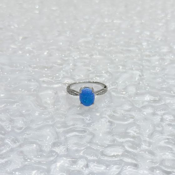 Серебряное кольцо с опалом 1.365ct, фианитами