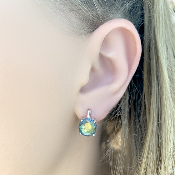 Серебряные серьги с мистик топазом 9.23ct