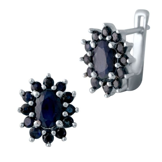 Серебряные серьги с сапфиром 3.278ct