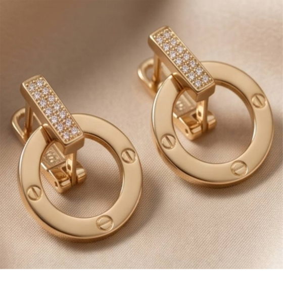 Золотые серьги с фианитами 0.28ct