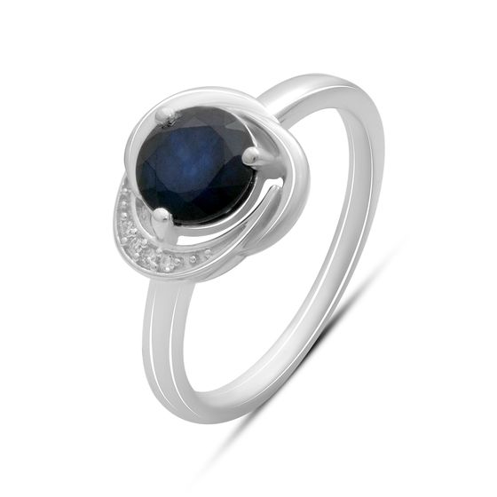 Серебряное кольцо с сапфиром 1.826ct, фианитами