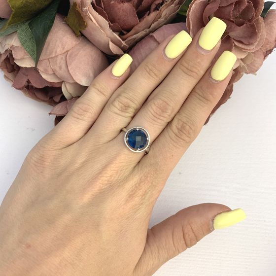 Серебряное кольцо с топазом Лондон Блю 2.9ct