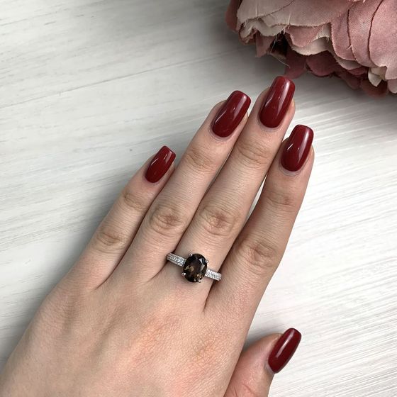 Серебряное кольцо с раухтопазом (дымчатым кварцем)