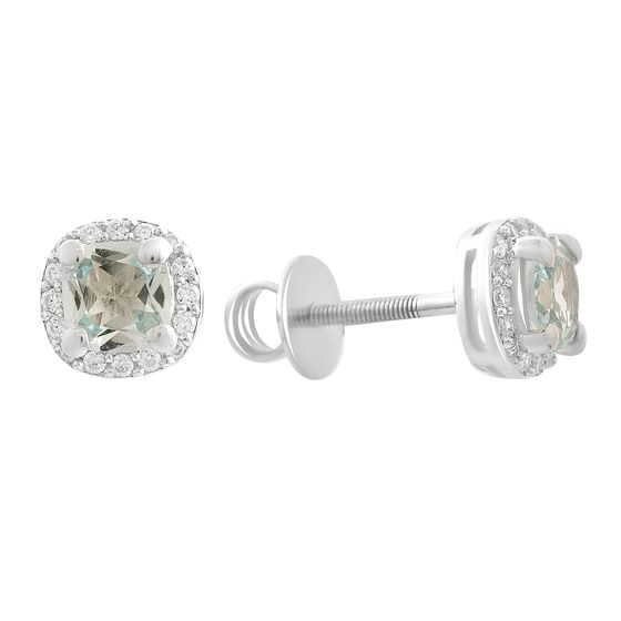 Серебряные серьги с топазом 1.608ct, фианитами