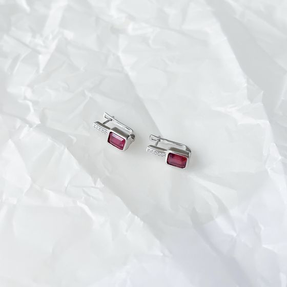 Серебряные серьги с рубином 3.098ct