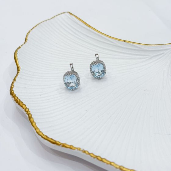 Серебряные серьги с топазом 12.432ct, фианитами