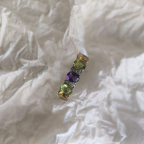 Серебряное кольцо с аметистом 1.955ct, цитрином, хризолітом