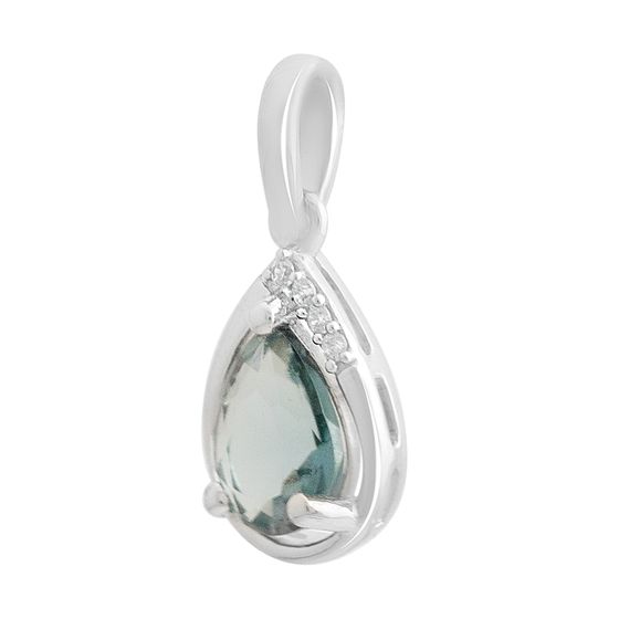 Серебряная подвеска с топазом Лондон Блю 0.844ct, фианитами