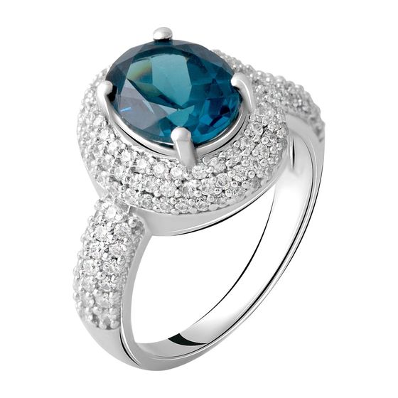 Серебряное кольцо с топазом Лондон Блю 3.465ct