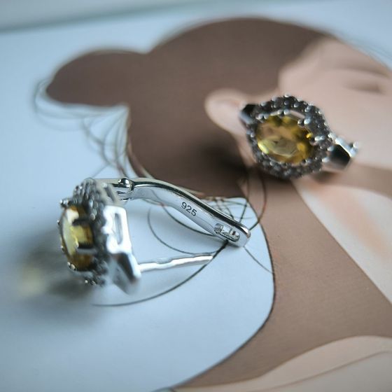 Серебряные серьги с цитрином nano 3.093ct