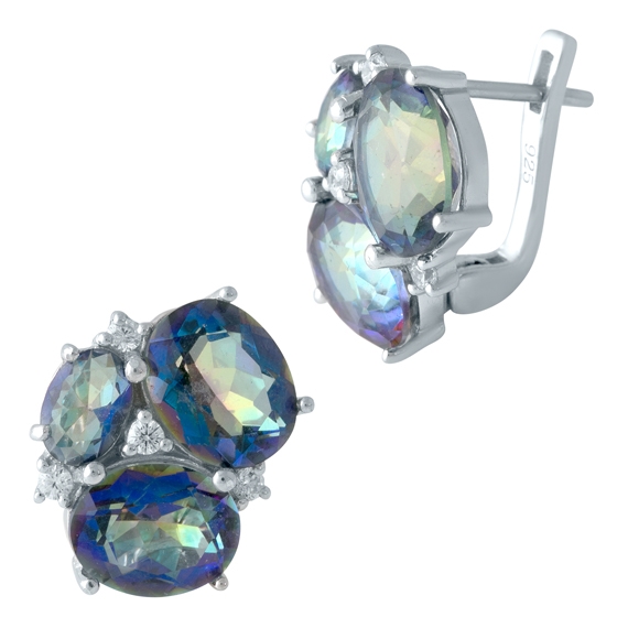 Серебряные серьги с мистик топазом 5.268ct
