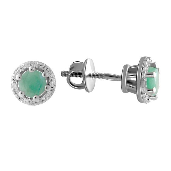 Серебряные серьги с изумрудом 1.259ct
