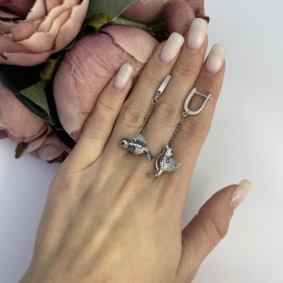 Серебряные серьги с фианитами Серебряные серьги с фианитами