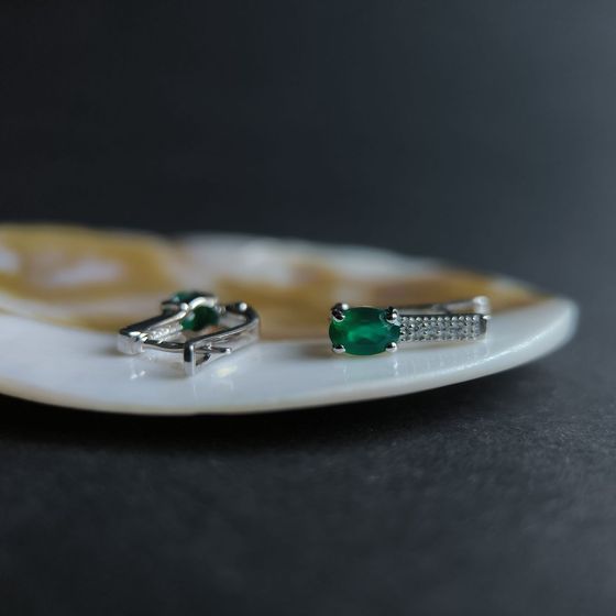 Серебряные серьги с агатом 0.955ct