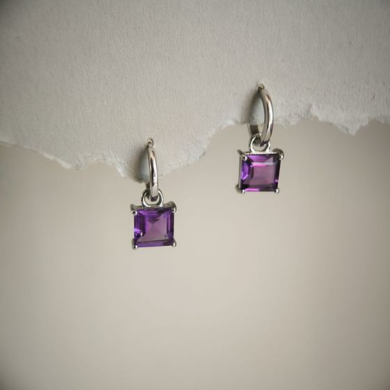 Серебряные серьги с аметистом 4.738ct