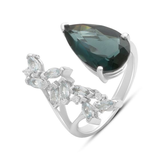 Серебряное кольцо с топазом Лондон Блю 4.703ct, топазом