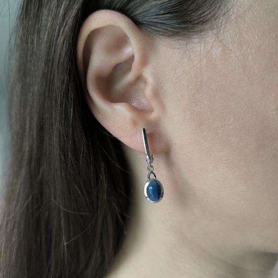 Серебряные серьги с сапфиром nano 2.113ct